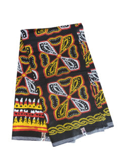 Black Red Yellow White Four Petal Pinwheel Atoghu Toghu Bamenda Bamileke Cameroon Ankara African Print Fabric 6 Yards