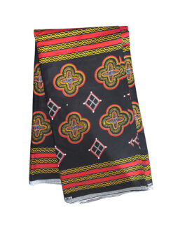 Black Red Yellow White Rounded Cross Diamond Atoghu Toghu Bamenda Bamileke Cameroon Ankara African Print Fabric 6 Yards