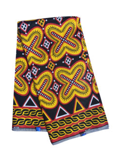 Black Red Yellow White X Marks The Spot Atoghu Toghu Bamenda Bamileke Cameroon Ankara African Print Fabric 6 Yards