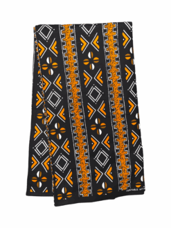 Black White Orange Cowrie Coloumn Mud Cloth African Ankara Print Fabric 6 Yards