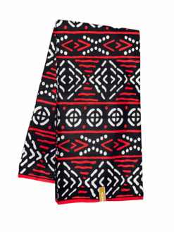 Black White Red Beds of Bamboo Mud Cloth African Ankara Print Fabric 6 Yards