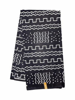 Black White Square Zig Zag Mud Cloth Ankara African Print Fabric 6 Yards