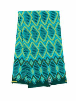 Blue Turquoise Diamond Dots Glitter Ankara African Print Fabric 6 Yards