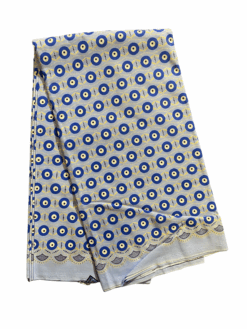 Blue White Black Gold Shweshwe Dot In The Middle Glitter Ankara African Print Fabric 6 Yards