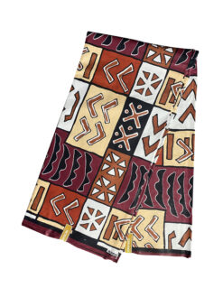 Brown Burgundy Black White Signum Ankara African Print Fabric 6 Yards
