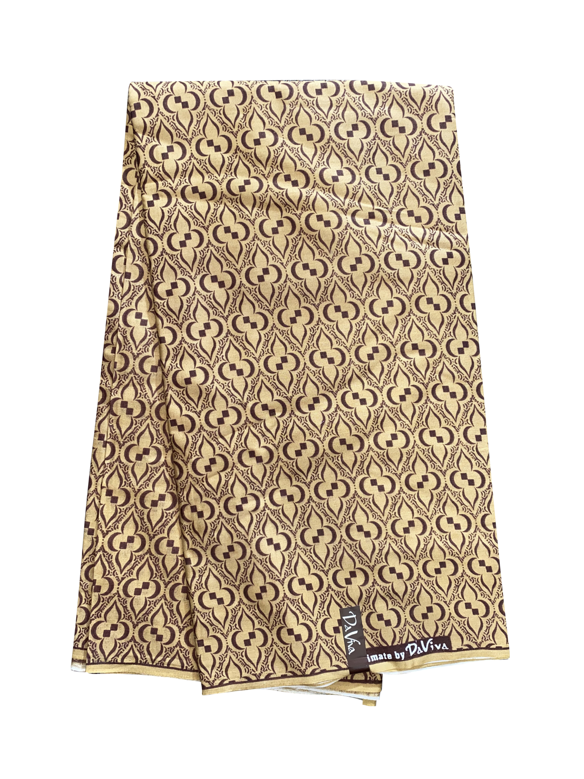 Brown Tan Pointed Dib Nib African Ankara Print Fabric 6 Yards