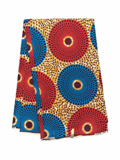 Brown Tan Red Blue White Grande Target Plaque Nsu Bura African Ankara Print Fabric 6 Yards