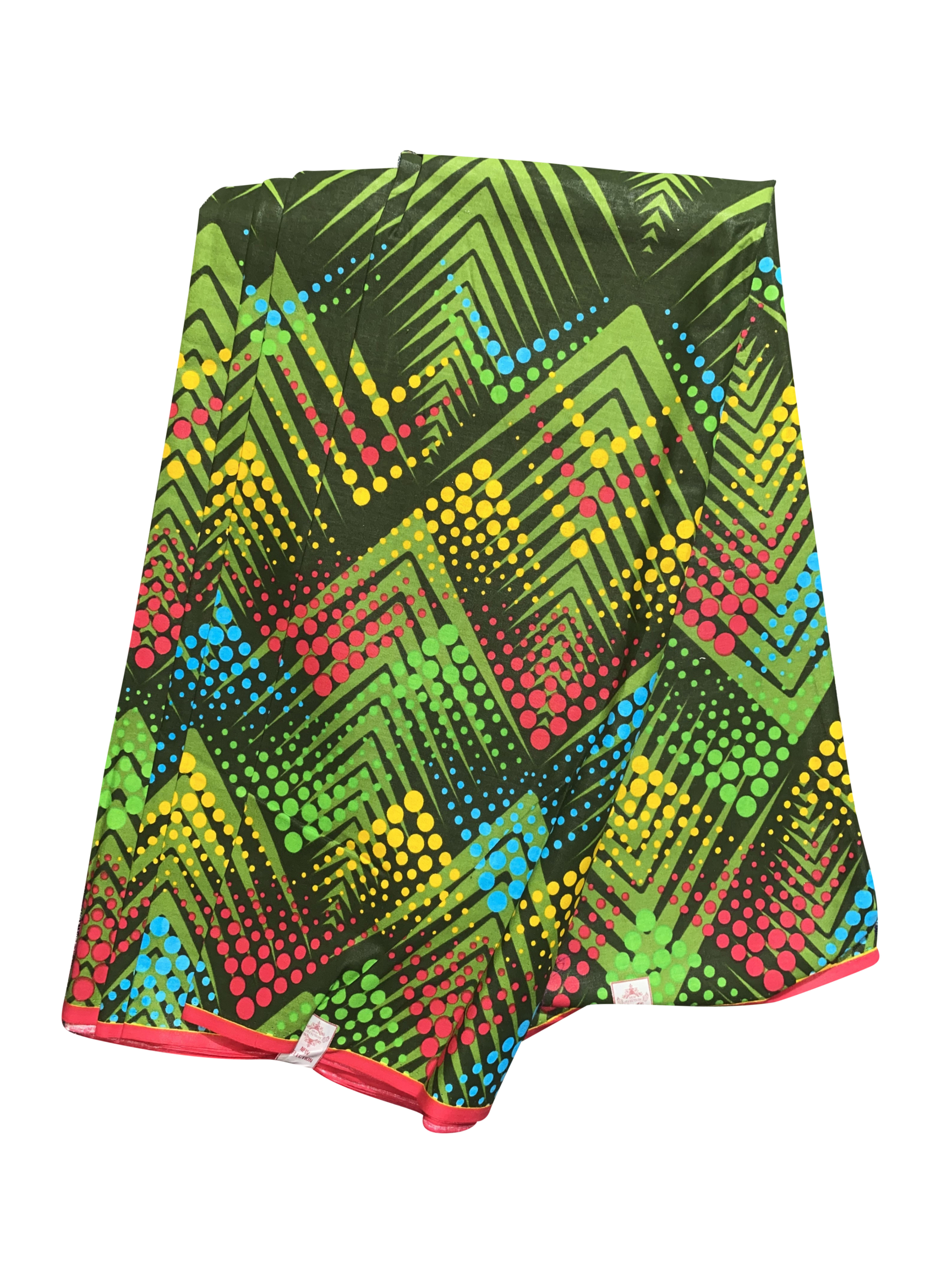 Green Red Yellow Blue Dippin Dots African Ankara Print Fabric 6 Yards