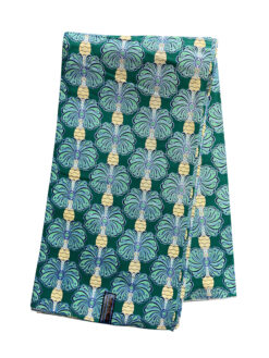 Green Yellow Blue Black Palm Tree Glitter Ankara African Print Fabric 6 Yards