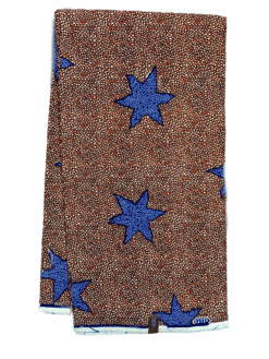 Orange Blue Black White Starfish Ankara African Print Fabric 6 Yards