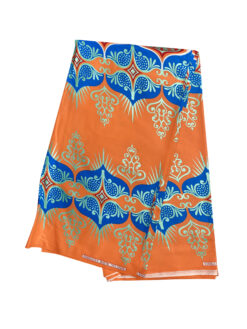Orange Blue Green Burgundy Mehndi Ankara African Print Fabric 6 Yards