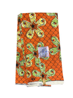 Orange Green Yellow Black White Fidget Spinner Ankara African Print Fabric 6 Yards