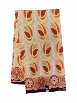 Orange Light White Gold Chained Petals Glitter Ankara African Print Fabric 6 Yards