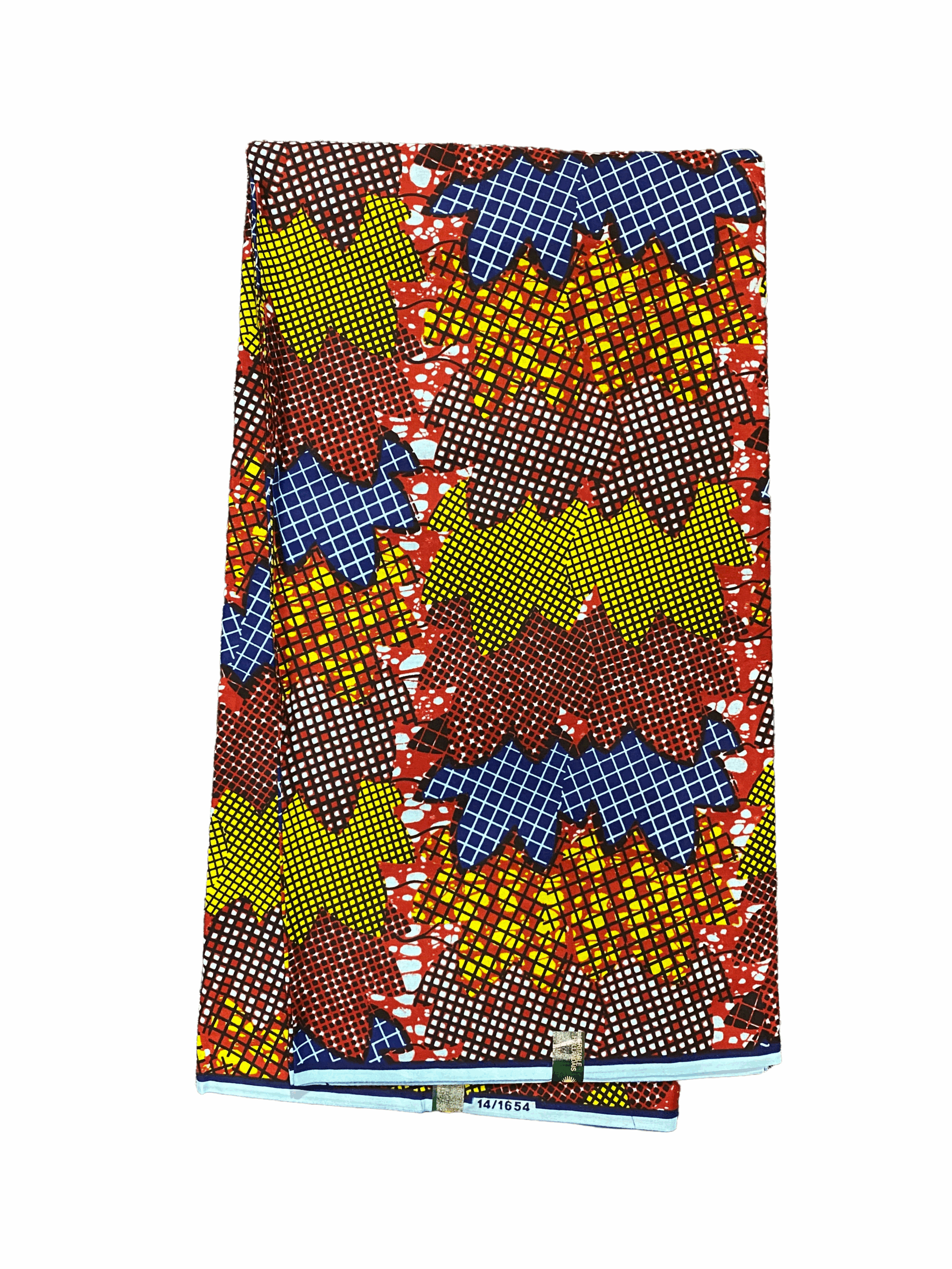 Orange Yellow Blue Black White Webbing Ankara African Print Fabric 6 Yards
