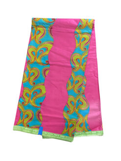 Pink Blue Green Yellow Burgundy Ripple Paisley African Ankara Print Fabric 6 Yards