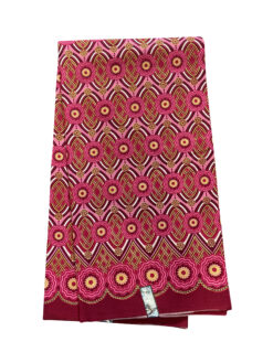 Pink Burgundy Black White Gold Glitter Imbricate Ankara African Print Fabric 6 Yards