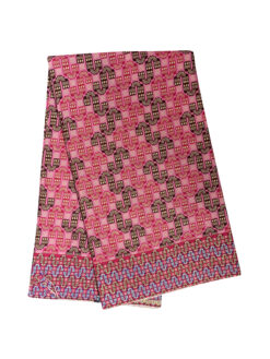 Pink Red Brown Gold Loop Up Down Glitter Ankara African Print Fabric 6 Yards