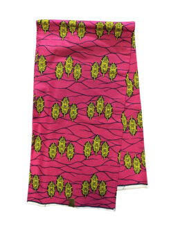 Pink Yellow Black Crops African Ankara Print Fabric 6 Yards