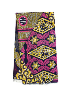 Pink Yellow Black Mixed Prints Small Macaroni Ankara African Print Fabric 6 Yards