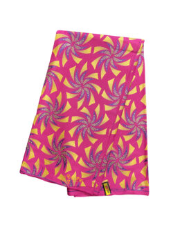 Pink Yellow Purple Pirouette Ankara African Print Fabric 6 Yards