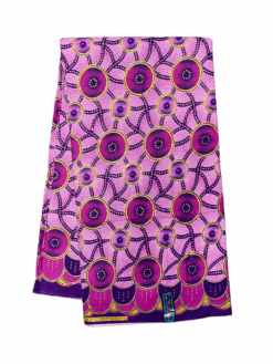 Purple Gold Bind Circles Glitter African Ankara Print Fabric 6 Yards