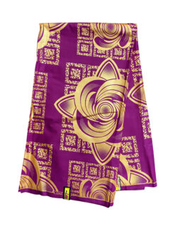 Purple Gold Boxed Flat Petal African Ankara Print Fabric 6 Yards