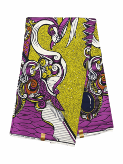 Purple Lime Green Burgundy Black White Swan African Ankara Print Fabric 6 Yards