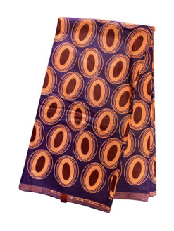 Purple Orange Burgundy Grunge Oval African Ankara Print Fabric 6 Yards