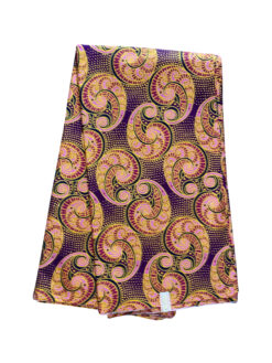 Purple Pink Black Gold Oval Shaped Disc Glitter Ankara African Print Fabric 6 Yards