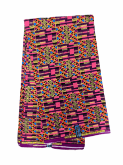 Purple Pink Red Blue Black Gold Kyeretwie Glitter Kente Ankara African Print Fabric 6 Yards