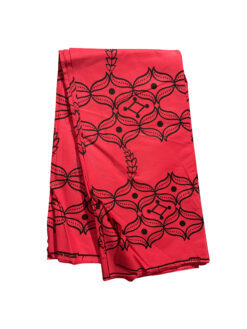 Red Black Bindi Ankara African Print Fabric 6 Yards