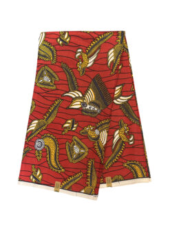 Red Black Yellow White Parott African Ankara Print Fabric 6 Yards