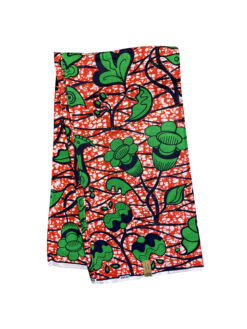 Red Green Black White Tulip Buttercup Ankara African Print Fabric 6 Yards