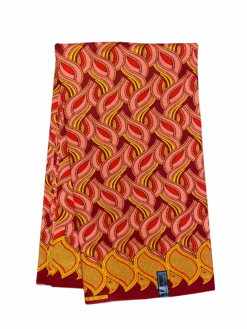 Red Pink Burgundy Yellow Gold Intertwined Flames Glitter Ankara African Print Fabric 6 Yards