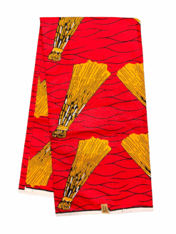 Red Yellow Black White African Broom Ankara African Prints Fabric 6 Yards