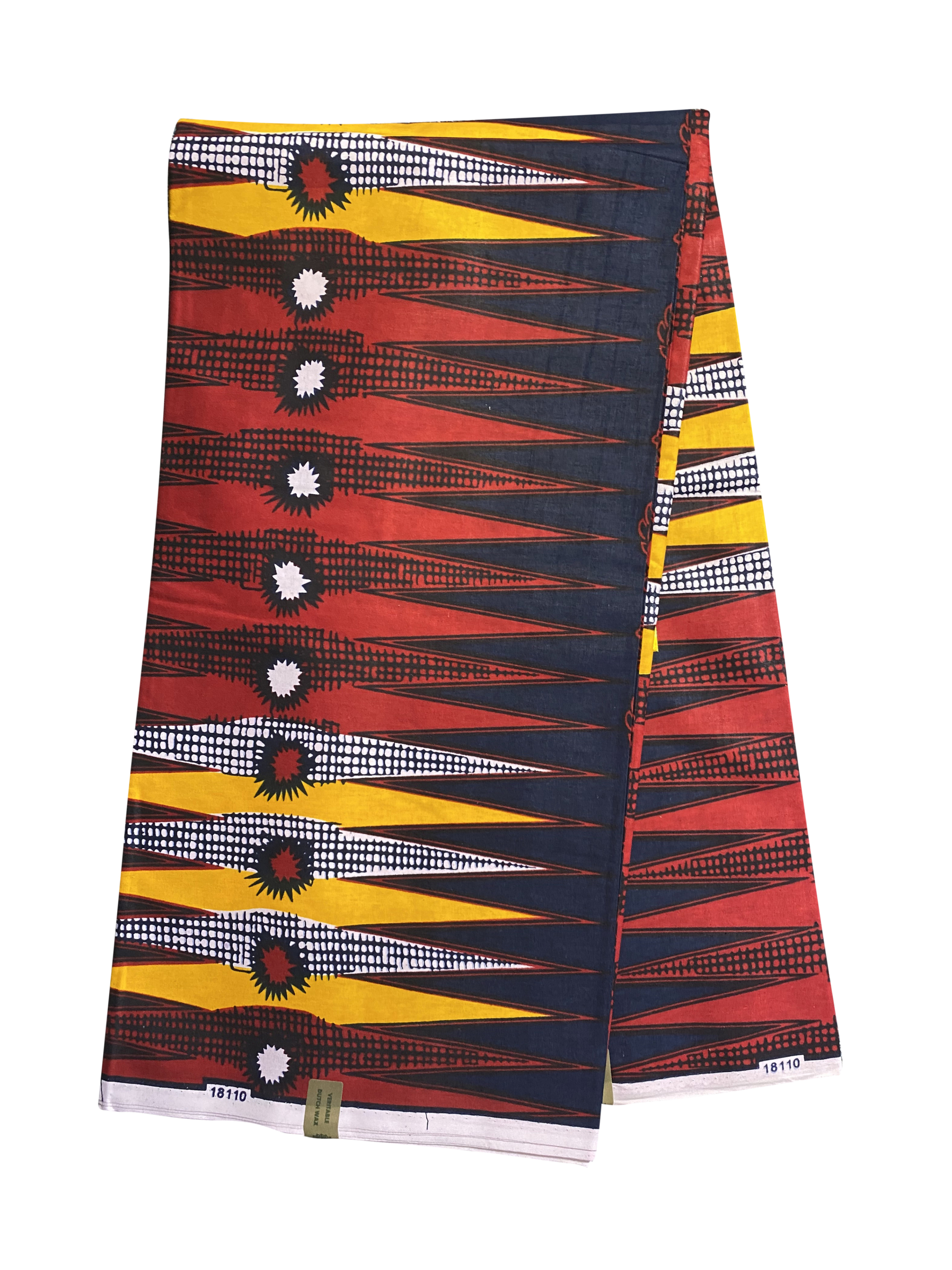 Red Yellow Navy Blue Black White Pencil Mesh Ankara African Print Fabric 6 Yards