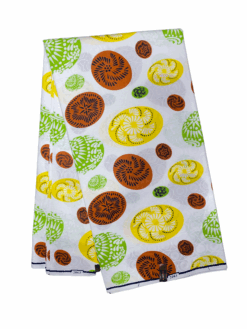 White Brown Yellow Green Black Decorated Eggs Ankara African Print Fabric 6 Yards
