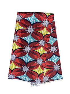 White Red Yellow Blue Black Spark Ankara African Print Fabric 6 Yards