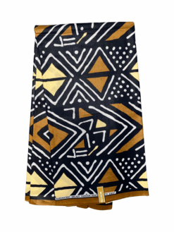 Black Brown Tan White Traid Mud Cloth Ankara African Print Fabric 6 Yards
