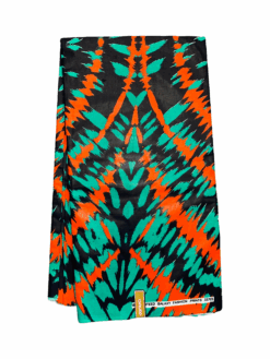 Black Green Orange Splotch Ankara African Print Fabric 6 Yards