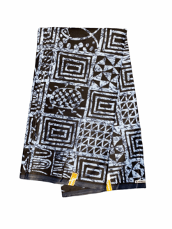 Black Navy Blue Resist Dye Blocks Ankara African Print Fabric 6 Yards