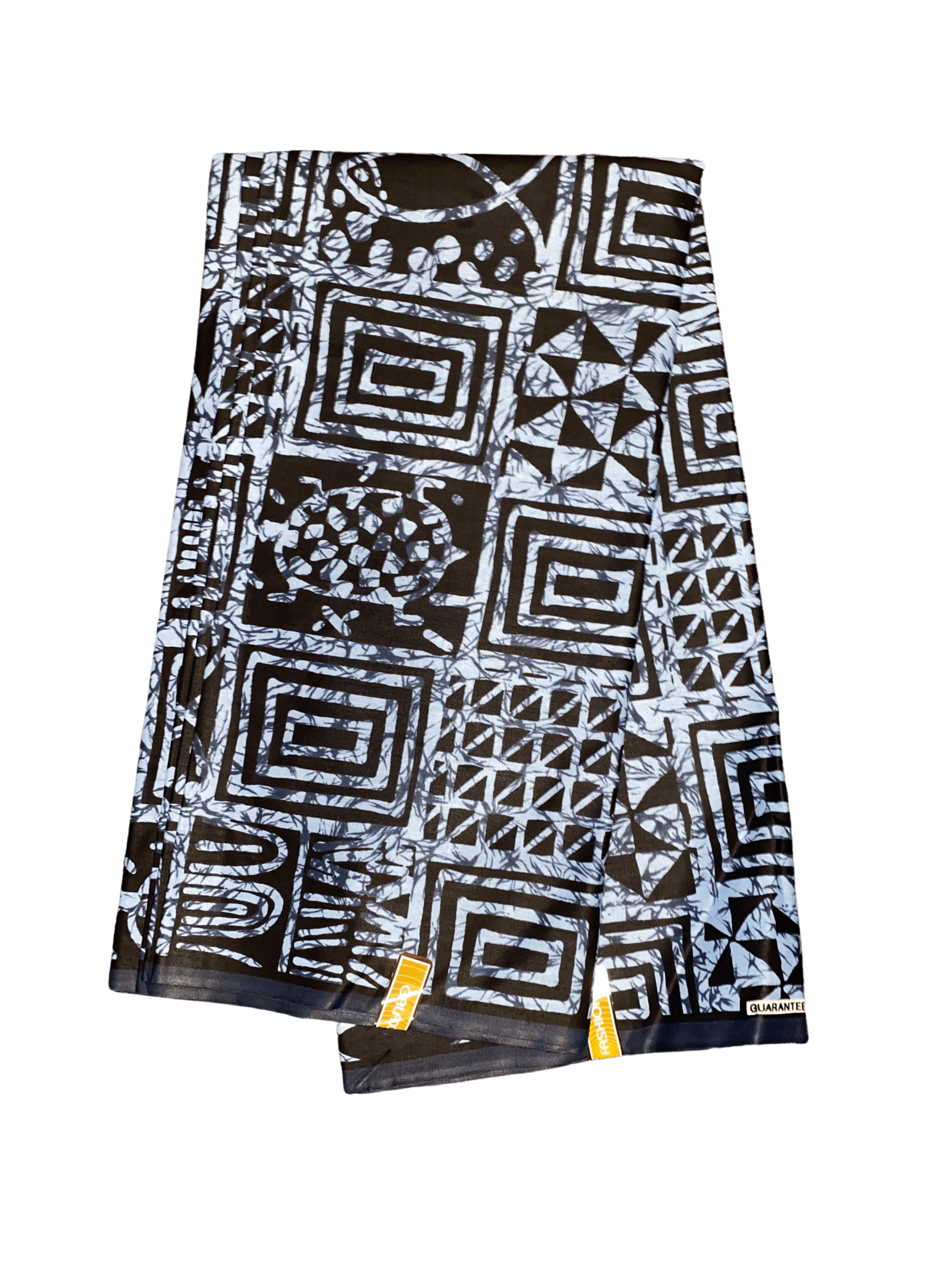 Black Navy Blue Resist Dye Blocks Ankara African Print Fabric 6 Yards