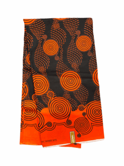 Black Orange Rings Ankara African Print Fabric 6 Yards