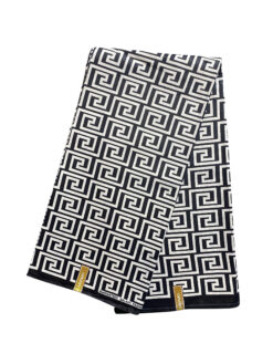 Black White Square Maze Ankara African Print Fabric 6 Yards
