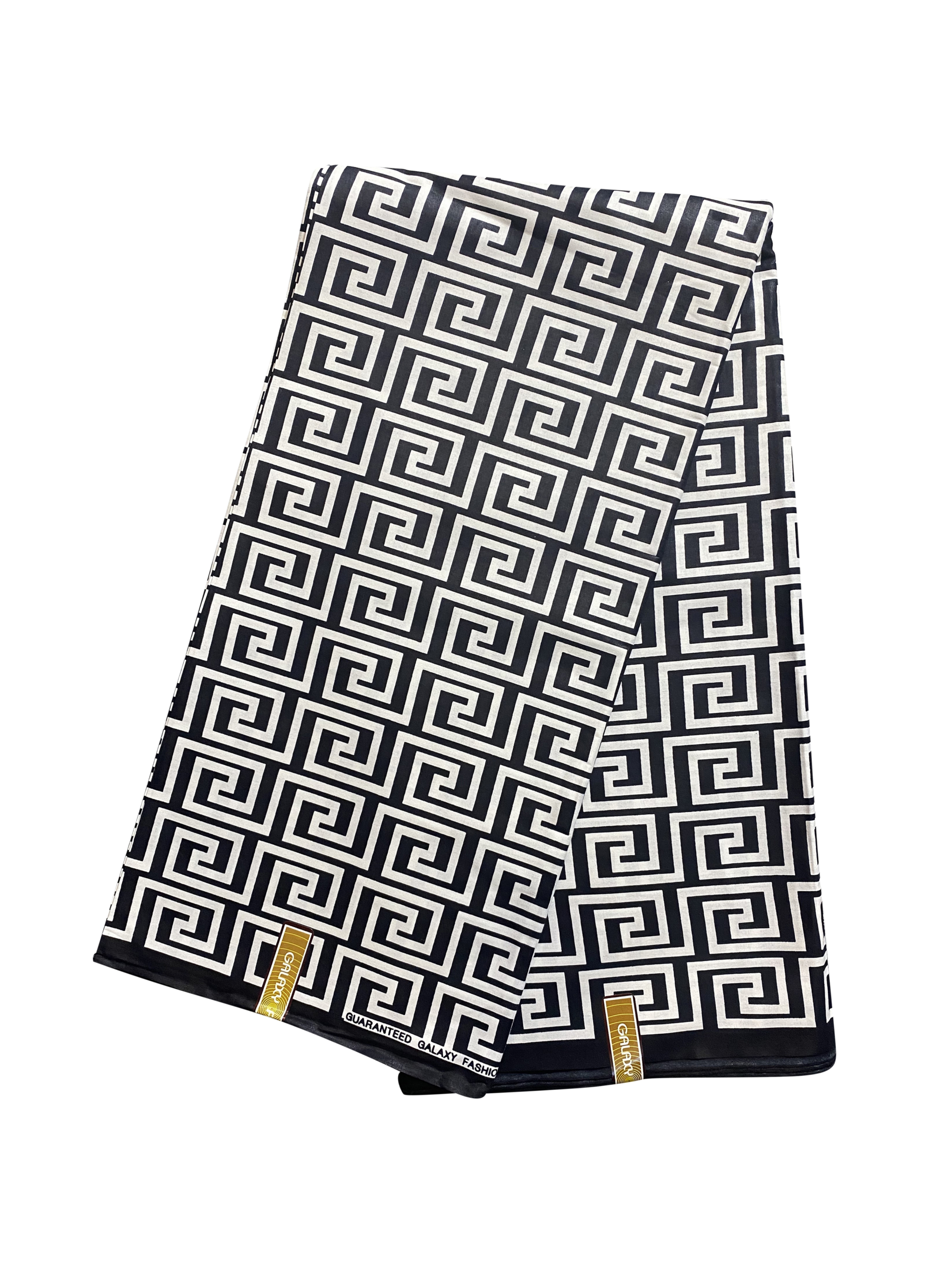Black White Square Maze Ankara African Print Fabric 6 Yards