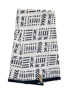 White Black Thin Mud Cloth Ankara African Print Fabric 6 Yards