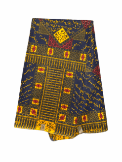 Black Yellow Red White Chirography Ankara African Print Fabric 6 Yards