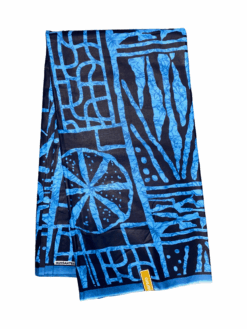 Blue Black Water Color Ankara African Print Fabric 6 Yards
