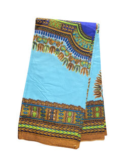 Blue Light Dashiki Ankara African Print Fabric 6 Yards