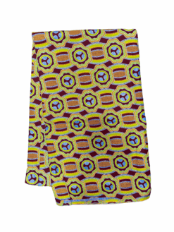 Brown Green Blue Yellow Filigree Glitter Ankara African Print Fabric 6 Yards